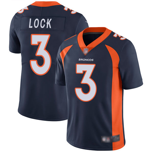 Denver Broncos Limited Men Navy Blue Drew Lock Alternate Jersey 3 Vapor Untouchable NFL Football